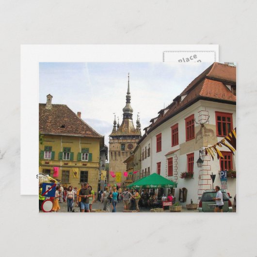 シギソアラ、カックタワーと観光客 ポストカード (正面/裏面)