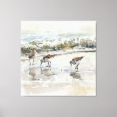 シギ チドリのビーチ アート 水彩画 キャンバスプリント (正面)