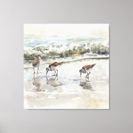 シギ チドリのビーチ アート 水彩画 キャンバスプリント