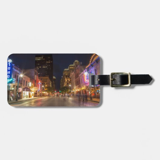 シクス通りアットダスクインダウンタウンオースティンテキサス州 ラゲッジタグ (正面横)