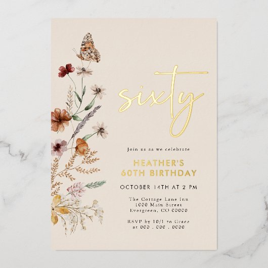 シクティ誕生日フォイル招待状 箔招待状 (正面)