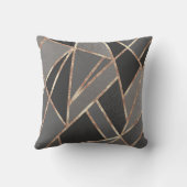 シクラシックルバーグレー木炭バラ金ゴールドGeo #1 クッション (裏面)