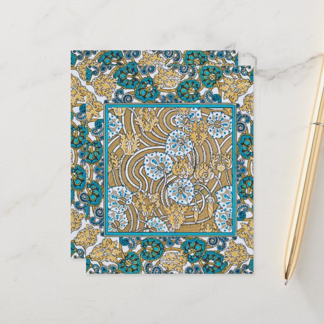 シクラメンブルーアールヌーボー花壁紙 (正面/裏面インサイチュ)