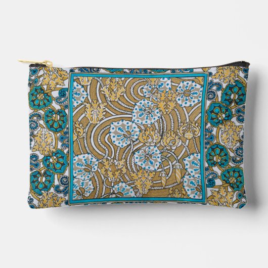 シクラメンブルーアールヌーボー花壁紙 アクセサリーポーチ (正面)