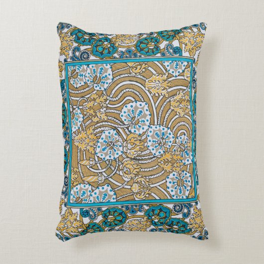 シクラメンブルーアールヌーボー花壁紙 アクセントクッション (正面(垂直))