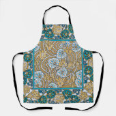 シクラメンブルーアールヌーボー花壁紙 エプロン (正面)