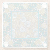 シクラメンブルーアールヌーボー花壁紙 ガラスコースター (裏面)