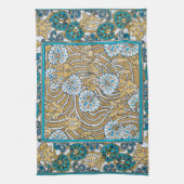 シクラメンブルーアールヌーボー花壁紙 キッチンタオル (縦)