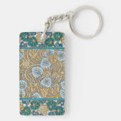 シクラメンブルーアールヌーボー花壁紙 キーホルダー (裏面)