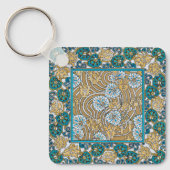 シクラメンブルーアールヌーボー花壁紙 キーホルダー (正面)