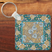 シクラメンブルーアールヌーボー花壁紙 キーホルダー (正面)