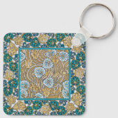 シクラメンブルーアールヌーボー花壁紙 キーホルダー (裏面)