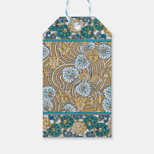 シクラメンブルーアールヌーボー花壁紙 ギフトタグ (正面)