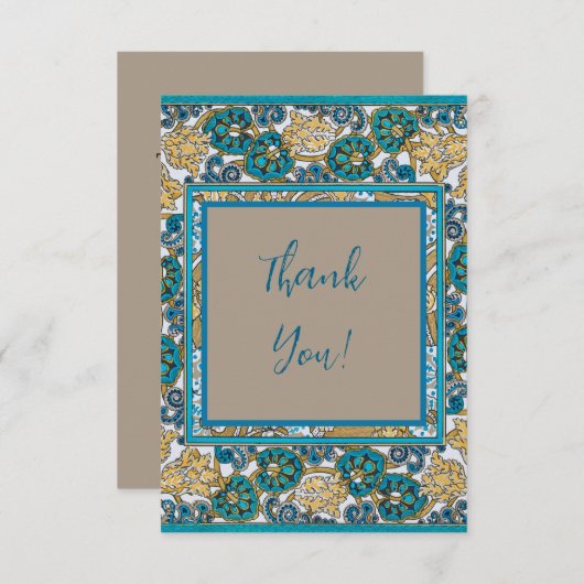 シクラメンブルーアールヌーボー花壁紙 サンキューカード (正面/裏面)