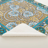 シクラメンブルーアールヌーボー花壁紙 シェルパブランケット (3/4)