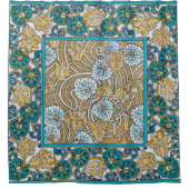 シクラメンブルーアールヌーボー花壁紙 シャワーカーテン (正面)