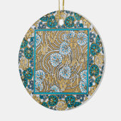 シクラメンブルーアールヌーボー花壁紙 セラミックオーナメント (左)