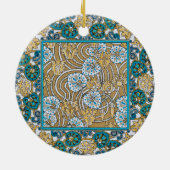 シクラメンブルーアールヌーボー花壁紙 セラミックオーナメント (裏面)