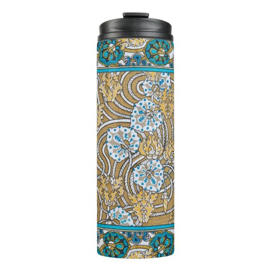 シクラメンブルーアールヌーボー花壁紙 タンブラー (正面)