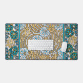 シクラメンブルーアールヌーボー花壁紙 デスクマット (キーボード&マウス)