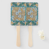 シクラメンブルーアールヌーボー花壁紙 ハンドファン (正面&裏面)