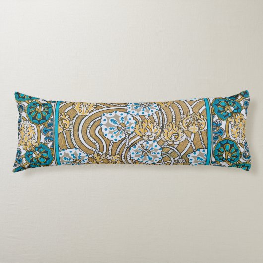 シクラメンブルーアールヌーボー花壁紙 ボディピロー (正面)