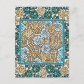 シクラメンブルーアールヌーボー花壁紙 ポストカード (正面)