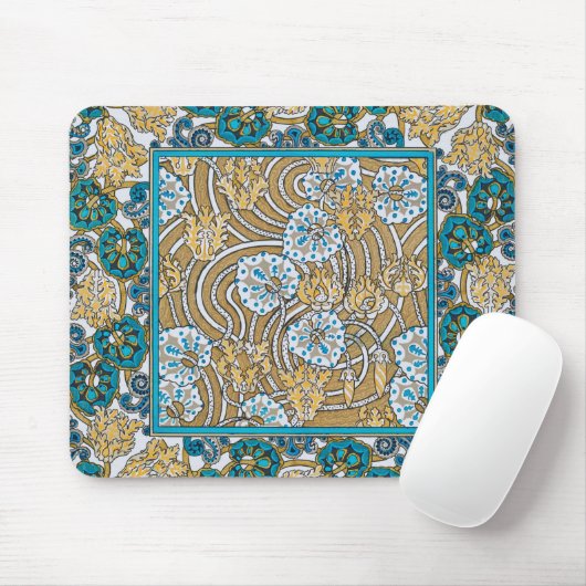 シクラメンブルーアールヌーボー花壁紙 マウスパッド (マウス)