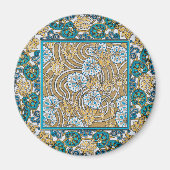 シクラメンブルーアールヌーボー花壁紙 マグネット (正面)