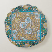 シクラメンブルーアールヌーボー花壁紙 ラウンドクッション (裏面)