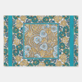 シクラメンブルーアールヌーボー花壁紙 ラッピングペーパーシート (正面)