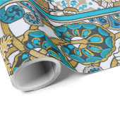 シクラメンブルーアールヌーボー花壁紙 ラッピングペーパー (ロールコーナー)