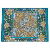 シクラメンブルーアールヌーボー花壁紙 ラージペーパーバッグ (正面)