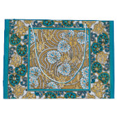 シクラメンブルーアールヌーボー花壁紙 ラージペーパーバッグ (裏面)