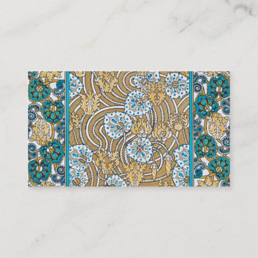 シクラメンブルーアールヌーボー花壁紙 名刺 (裏面)