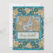 シクラメンブルーアールヌーボー花壁紙 招待状 (正面)