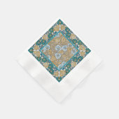 シクラメンブルーアールヌーボー花壁紙 縁ありカクテルナプキン (角)