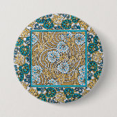 シクラメンブルーアールヌーボー花壁紙 缶バッジ (正面)