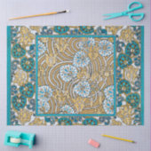 シクラメンブルーアールヌーボー花壁紙 薄葉紙 (クラフト)