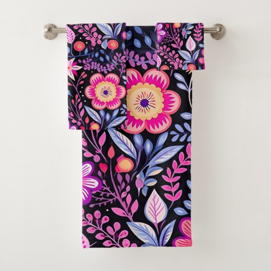 シクラメン春の花パターン バスタオルセット (インサイチュ)