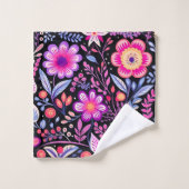 シクラメン春の花パターン バスタオルセット (ウォッシュタオル)