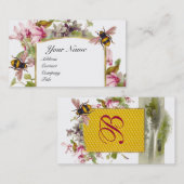 シクラメン、ミツバチ、養蜂家、養蜂モノグラム 名刺 (正面/裏面)