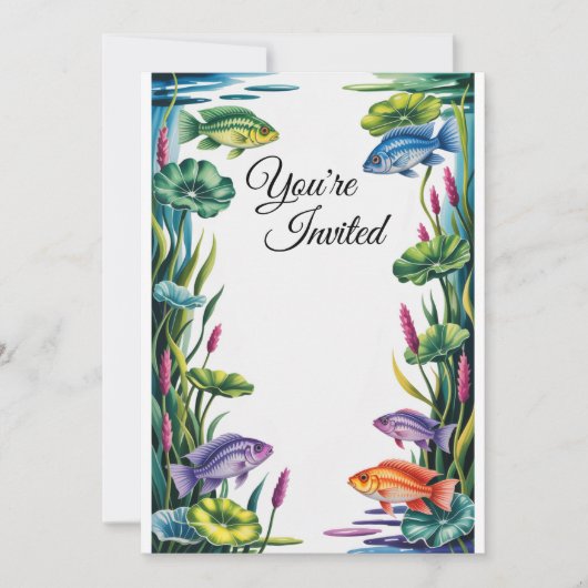 シクリッドフィッシュ招待状ウェディングパーティー招待状 招待状 (正面)
