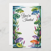 シクリッドフィッシュ招待状ウェディングパーティー招待状 招待状 (正面/裏面)