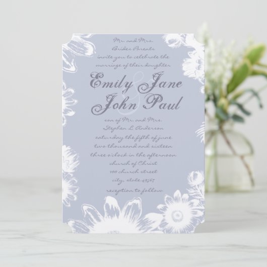 シクルラベンダーヴィンテージフローラ結婚式招待状 招待状 (スタンド正面)