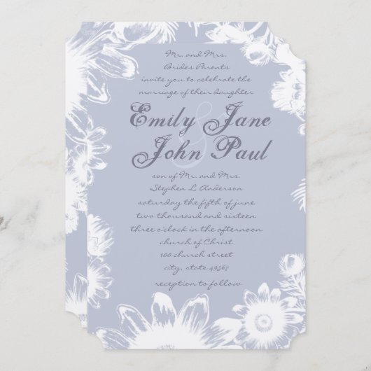 シクルラベンダーヴィンテージフローラ結婚式招待状 招待状 (正面/裏面)