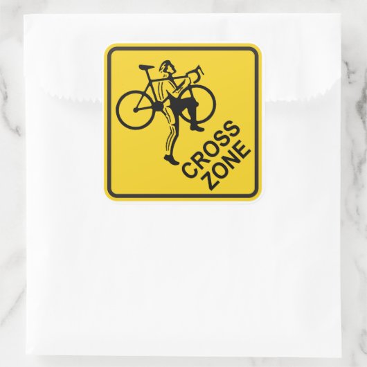 シクロクロスゾーン道路標識 スクエアシール (バッグ)
