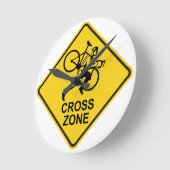 シクロクロスゾーン道路標識 ラウンド壁時計 (傾斜)