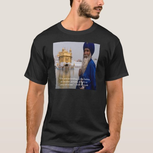 シク教の行動/カルマの格言 Tシャツ (正面)