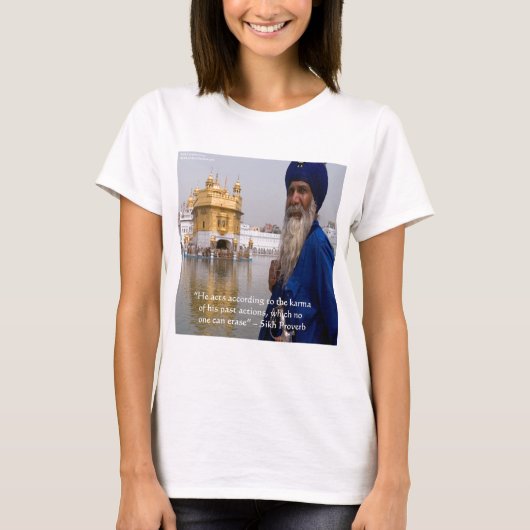 シク教の行動/カルマの格言 Tシャツ (正面)